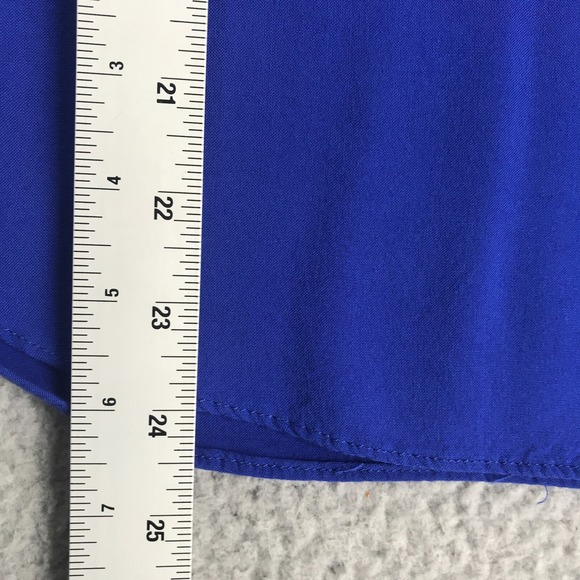 Copper Key Blouse Top Women Size S Rear Keyhole Short Sleeve Pullover Royal Blue - Picture 6 of 8